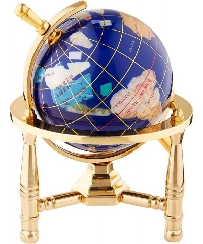 Unique Art 6-Inch by Blue Lapis Ocean Mini Table Top Gemstone World Globe with Gold Tripod $70.46 Geographic Globes