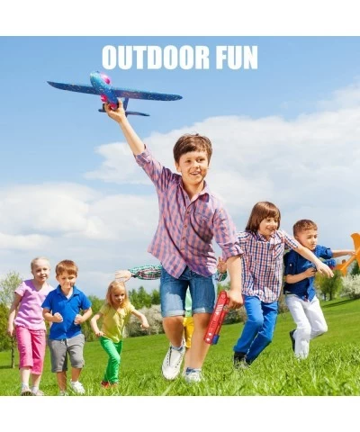 LED Light Airplane Launcher Toy Set with 2 Pack Foam Glider Outdoor Flying Games Toys for Kids Throwing Catapult Plane Birthd...