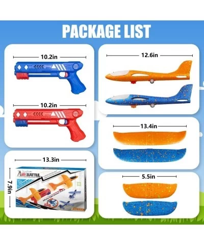 LED Light Airplane Launcher Toy Set with 2 Pack Foam Glider Outdoor Flying Games Toys for Kids Throwing Catapult Plane Birthd...