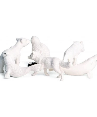 6pcs Realistic Polar Animal Figurines Plastic Arctic Animal Figure Set Includes Polar Bear Caribou Whales Cake Toppers Christ...