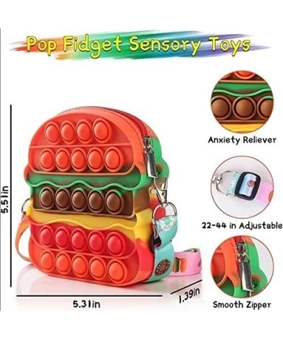 Burger Hamburger Push Bubble Pop-on-it Cross Body Purse Bag Sensory Pop Fidget Stress Relief Popper $21.28 Fidget Toys