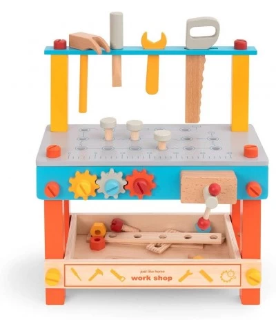 Kids Tool Bench Small Kids Workbench Wooden Toddler Workbench Pretend Play Toy Construction Building Tools Set for Boys Toddl...