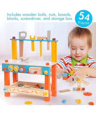 Kids Tool Bench Small Kids Workbench Wooden Toddler Workbench Pretend Play Toy Construction Building Tools Set for Boys Toddl...