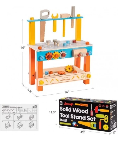 Kids Tool Bench Small Kids Workbench Wooden Toddler Workbench Pretend Play Toy Construction Building Tools Set for Boys Toddl...