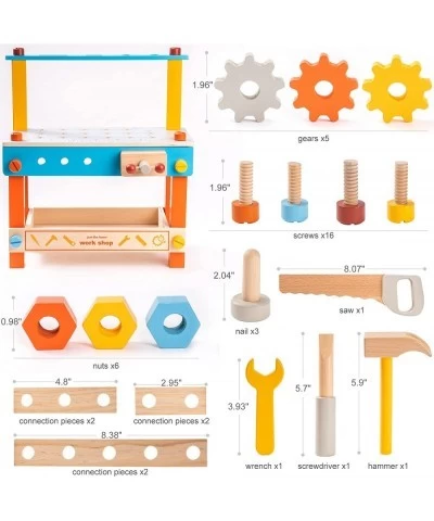 Kids Tool Bench Small Kids Workbench Wooden Toddler Workbench Pretend Play Toy Construction Building Tools Set for Boys Toddl...