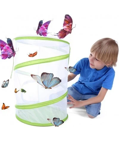 Collapsible Butterfly and Insect Habitat Terrarium Portable Pop-up Cage Butterfly Growing Kit Toy for Kids (L) $34.04 Habitat...