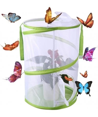 Collapsible Butterfly and Insect Habitat Terrarium Portable Pop-up Cage Butterfly Growing Kit Toy for Kids (L) $34.04 Habitat...