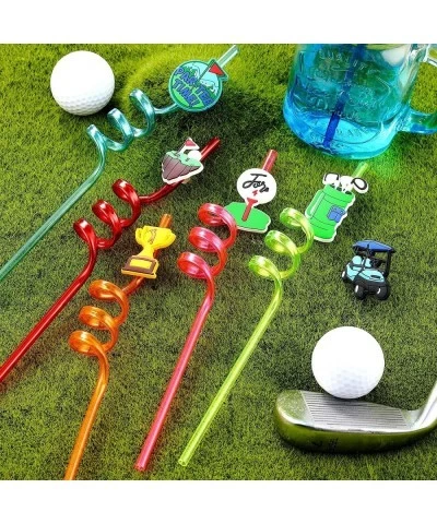 24 Pack Golf Party Decorations Favors Straws Golf Theme Birthday Party Supplies Par Tee Fore Time Decorative PET Drinking Str...