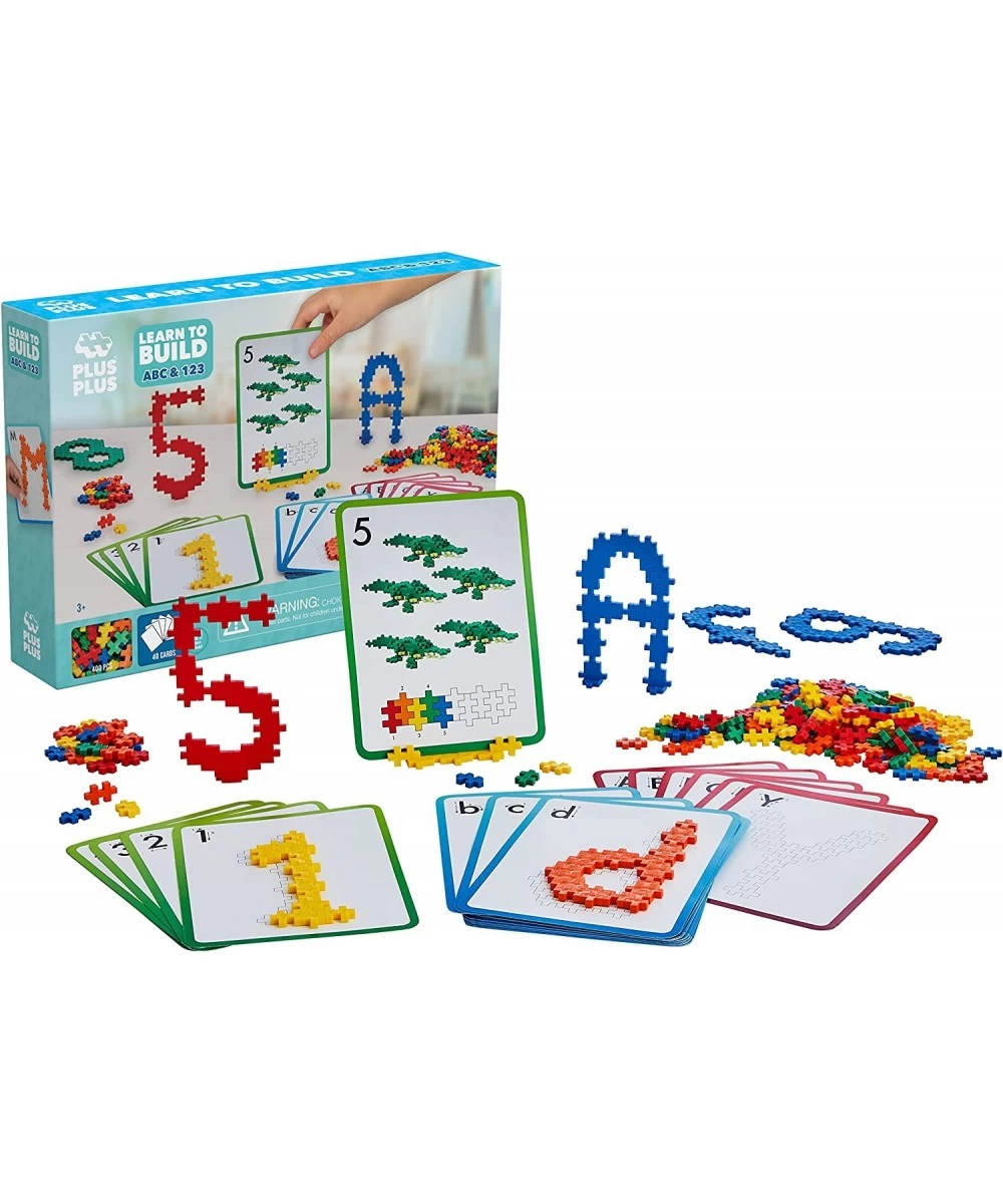 Learn to Build ABC & 123 - 400 Pieces 40 Flash Cards - Construction Building STEM / STEAM Toy Interlocking Mini Puzzle Blocks...