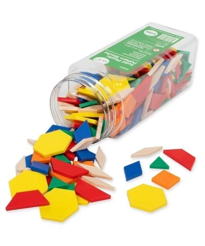 Plastic Pattern Blocks - Set of 250 - Early Geometry Skills - Math Manipulative for Shape Recognition Symmetry Patterning and...