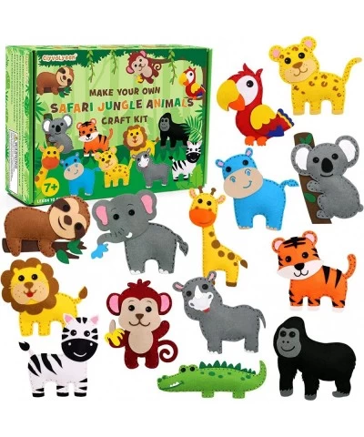 Safari Jungle Animals Sewing Craft Kit DIY Kids Craft and Sew Set for Girls and Boys Educational Beginners Sewing Stuffed Ani...