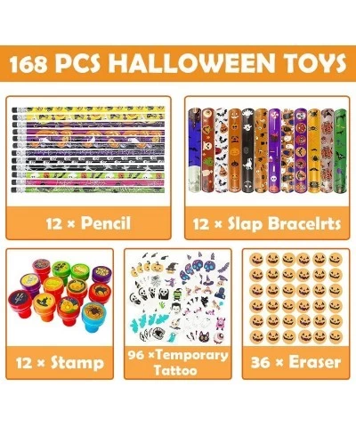 168 PCS Halloween Party Favors for Kids Assorted Halloween Goodie Bag Fillers Stationery Set Kids Halloween Toys Bulk Non Can...