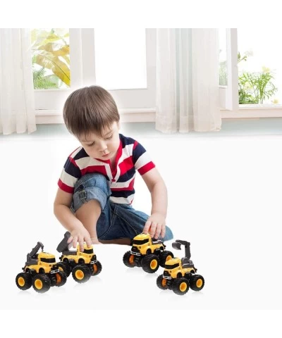 4PCS Pull Back Construction Truck Cars Excavator Toys Mixer Crane Dump Trucks for Boys Friction Powered Push and Go Toy Cars ...