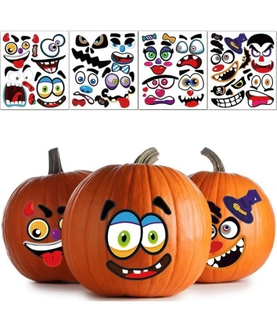 8 Pcs Halloween Pumpkin Stickers Children's Halloween Pumpkin Decoration Crafts Pumpkin Face Stickers for Party School or Fam...