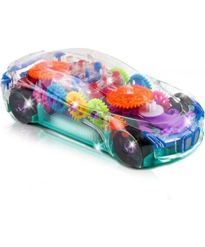 Light Up Transparent Car Toy for Kids 1PC Bump and Go Toy Car with Colorful Moving Gears Music and LED Effects Fun Educationa...