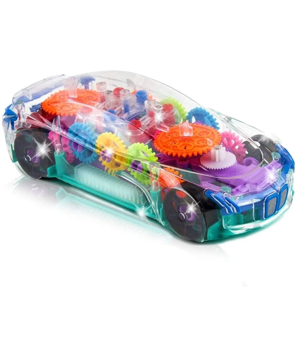 Light Up Transparent Car Toy for Kids 1PC Bump and Go Toy Car with Colorful Moving Gears Music and LED Effects Fun Educationa...