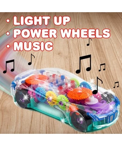 Light Up Transparent Car Toy for Kids 1PC Bump and Go Toy Car with Colorful Moving Gears Music and LED Effects Fun Educationa...