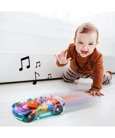 Light Up Transparent Car Toy for Kids 1PC Bump and Go Toy Car with Colorful Moving Gears Music and LED Effects Fun Educationa...