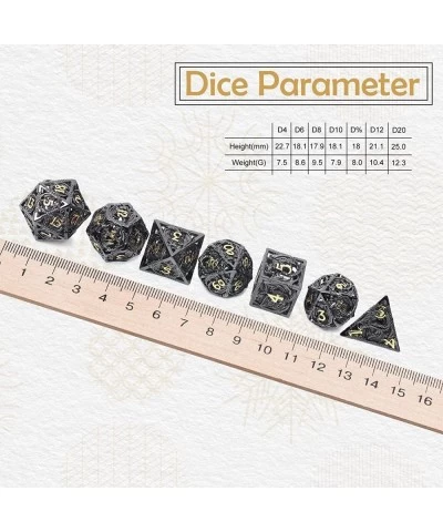 Hollow Metal D&D Dice Set 7Pcs Polyhedral Dice w/Metal Case for DND Dungeons & Dragon Role Playing Game Unique Gift (Black/Go...