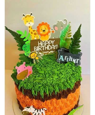 28 PCS Jungle Animals Birthday Cake Topper Jungle Safari Cupcake Topper Jungle Theme Birthday Cake Sign Zoo Party Cake Decor ...