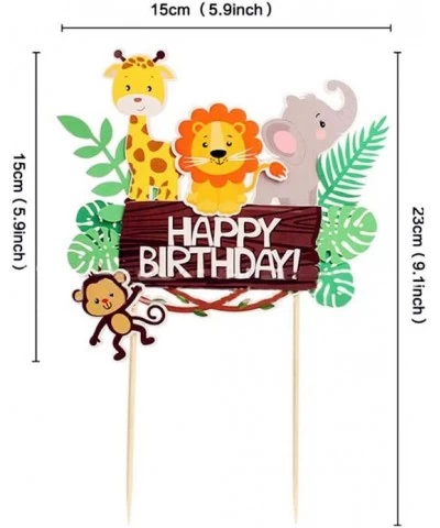 28 PCS Jungle Animals Birthday Cake Topper Jungle Safari Cupcake Topper Jungle Theme Birthday Cake Sign Zoo Party Cake Decor ...