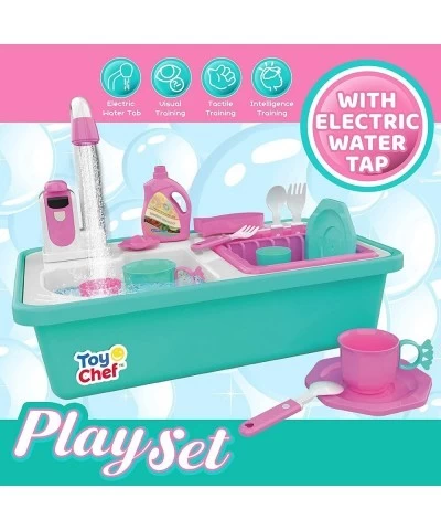 Unicorn Water Play Kitchen Sink Toy Set with Color Changing Accessories and Automatic Water Cycle System - Pretend Toys for T...