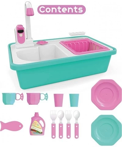 Unicorn Water Play Kitchen Sink Toy Set with Color Changing Accessories and Automatic Water Cycle System - Pretend Toys for T...