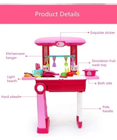 2-in-1 Travel Suitcase and Kitchen Set for Kids Pretended Play Kitchen Toy Set with 25+ Accessories Includes Toy Pots Pans Di...