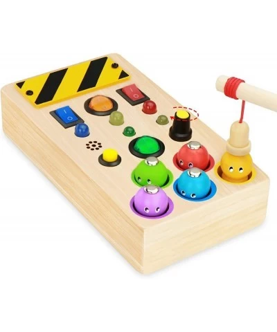 Montessori Wooden Busy Board Toddler Toys Sensory Toys with LED Lights Buttons Sound Knob Fishing Game Educational Learning F...