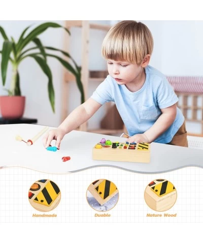 Montessori Wooden Busy Board Toddler Toys Sensory Toys with LED Lights Buttons Sound Knob Fishing Game Educational Learning F...