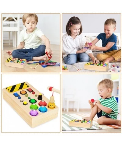 Montessori Wooden Busy Board Toddler Toys Sensory Toys with LED Lights Buttons Sound Knob Fishing Game Educational Learning F...