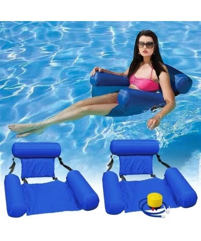 Inflatable Float Chair 2-Pack Adult Swimming Pool Floaties with Headrest & Backrest Water Hammock Lounge for Outdoor Lake Bea...