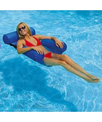 Inflatable Float Chair 2-Pack Adult Swimming Pool Floaties with Headrest & Backrest Water Hammock Lounge for Outdoor Lake Bea...