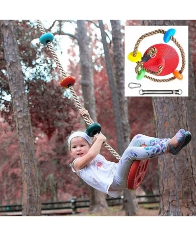 Climbing Rope Tree Swing with Platforms Yellow Disc Swing Seat - Outdoor Playground Set Accessories Tree House Tire Saucer Ou...