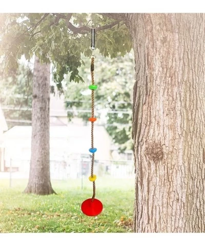 Climbing Rope Tree Swing with Platforms Yellow Disc Swing Seat - Outdoor Playground Set Accessories Tree House Tire Saucer Ou...