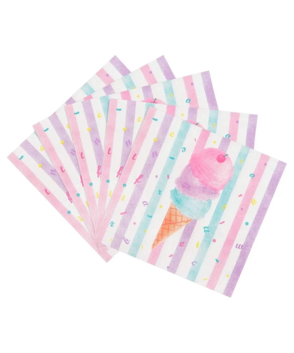 Ice Cream Party Supplies - Disposable 3 Ply Pink Sweet Ice Cream Themed Birthday or Baby Shower Party Luncheon Dessert Napkin...