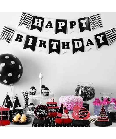 9 Pcs Red and Black Happy Birthday Decorations Table Honeycomb Centerpieces Red and Black Party Table Decorations Table Toppe...