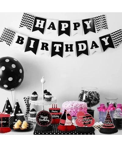 9 Pcs Red and Black Happy Birthday Decorations Table Honeycomb Centerpieces Red and Black Party Table Decorations Table Toppe...