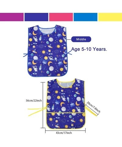 2PCS Kids Art Smocks with 3 Pockets Water-resistant Painting Aprons for Child 3-7 Years for Classroom Kitchen Crafts $16.52 K...