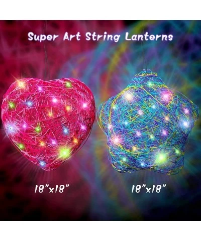 Arts and Crafts for Kids Ages 8-12 - 2 Pack Star and Love String Art Kits with 30-Bulbs Light Strap Valentines Day and Christ...