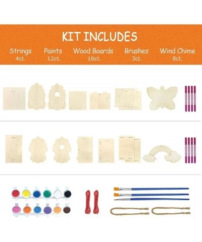 Crafts for Kids Ages 4-8 - 4 Pack DIY Bird House Wind Chime Kit - Build and Paint Birdhouse (Includes Paints & Brushes) Woode...