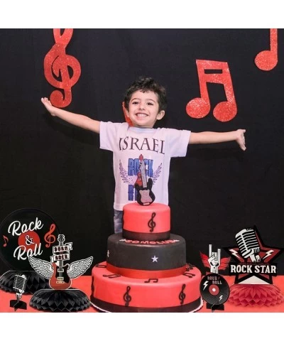 12PCS Rock and Roll Music Honeycomb Centerpieces 3D Born to Rock Table Topper Decorations for Kids Boys Birthday Party Suppli...