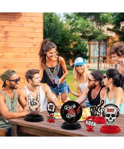 12PCS Rock and Roll Music Honeycomb Centerpieces 3D Born to Rock Table Topper Decorations for Kids Boys Birthday Party Suppli...