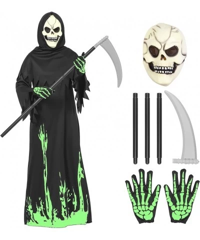 Halloween Grim Reaper Costume for Boys Kids Glow in the Dark Halloween Phantom Costume with Scythe Skull Mask and Glove $34.3...