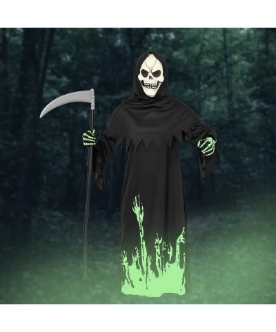 Halloween Grim Reaper Costume for Boys Kids Glow in the Dark Halloween Phantom Costume with Scythe Skull Mask and Glove $34.3...