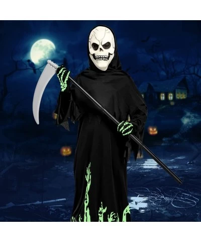 Halloween Grim Reaper Costume for Boys Kids Glow in the Dark Halloween Phantom Costume with Scythe Skull Mask and Glove $34.3...