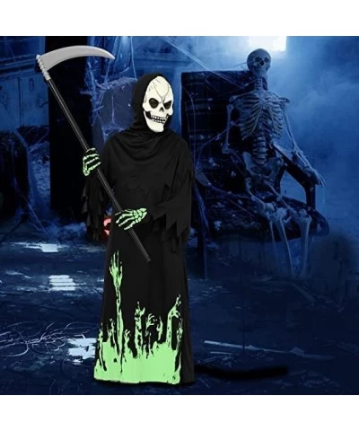 Halloween Grim Reaper Costume for Boys Kids Glow in the Dark Halloween Phantom Costume with Scythe Skull Mask and Glove $34.3...