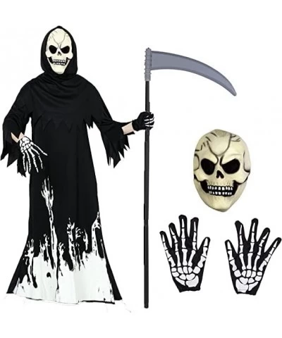 Halloween Grim Reaper Costume for Boys Kids Glow in the Dark Halloween Phantom Costume with Scythe Skull Mask and Glove $34.3...