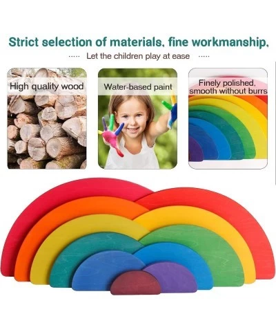 11 pieces of semi-circular stacking toy game rainbow stacking wooden building block set children's building building block se...