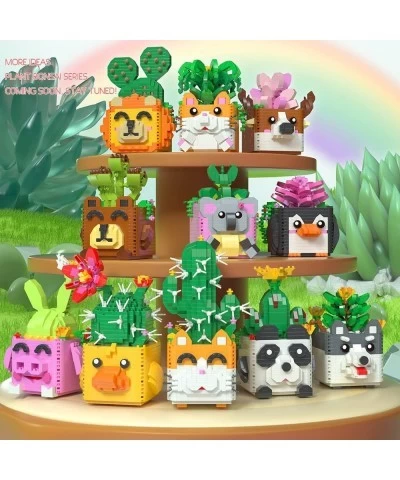 Micro Blocks Cute Plant Collection Series Mini Building Kit Creative Bonsai Cactus Micros Brick Building Toys with Mini Cat B...